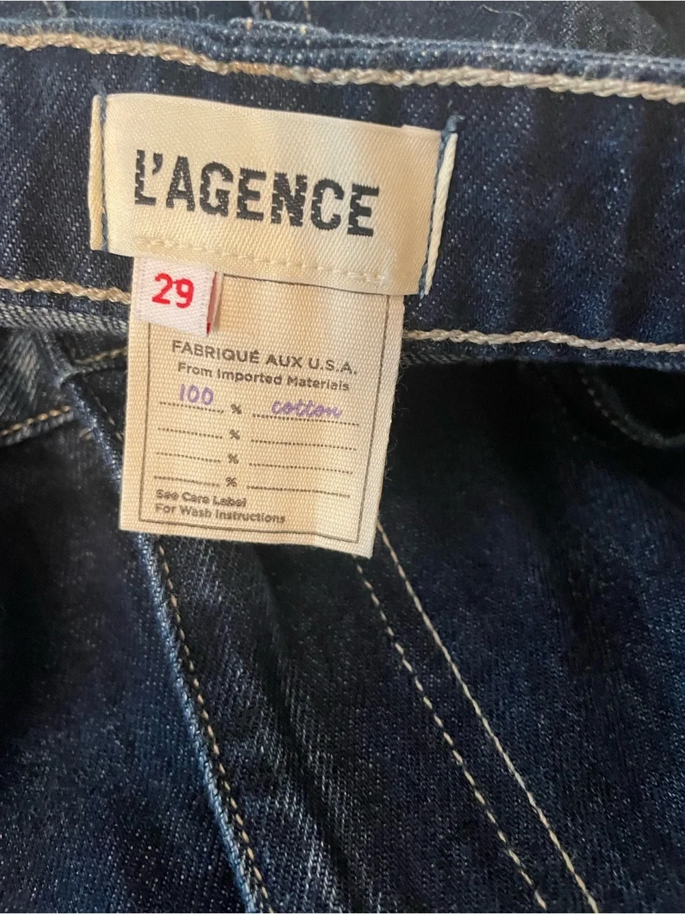 L'AGENCE Miley Ultra High Rise Haute Blue Wide-Leg Cuffed Jeans Size 29